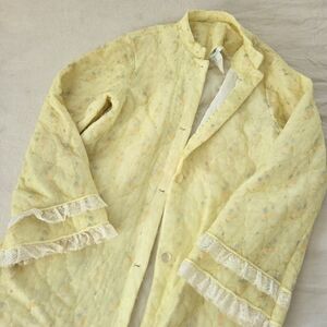 Vintage 60s 70s Sears Yellow Floral Women's Housecoat Nightgown Small Medium